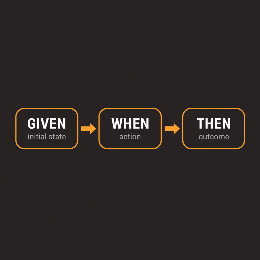 A diagram of the Given, When, Then structure of a Gherkin scenario