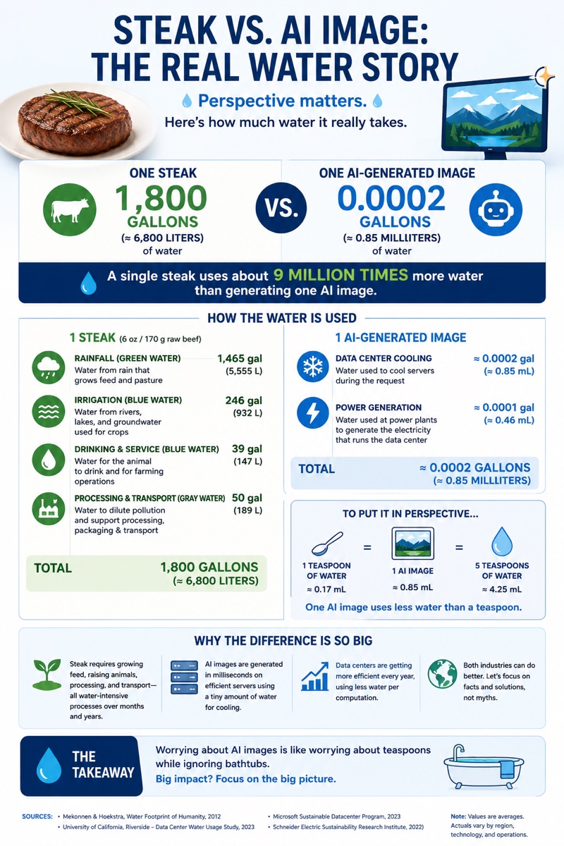 Steak vs. AI Image: The Real Water Story